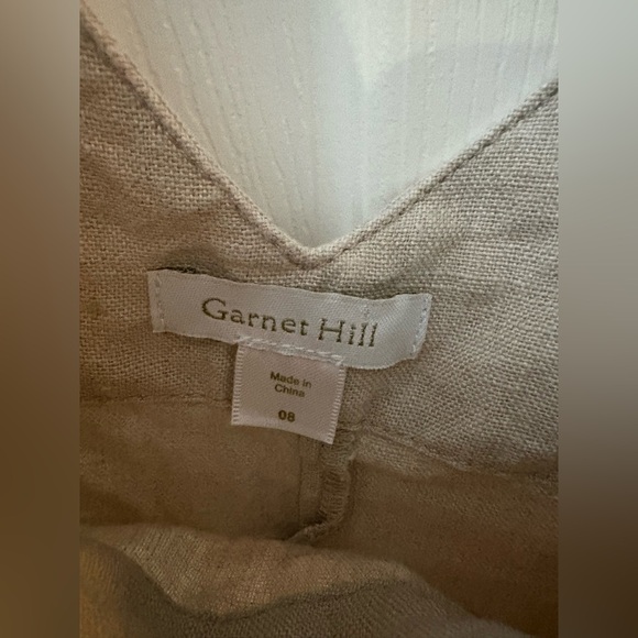 Garnet Hill 100% linen beige minimalist dress size 8 sleeveless - Picture 4 of 12
